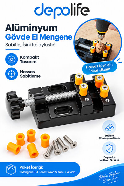 Depolife Alüminyum Gövde El Mengene Kelepçe Tezgah Mengenesi Sabitleme El Kıs...