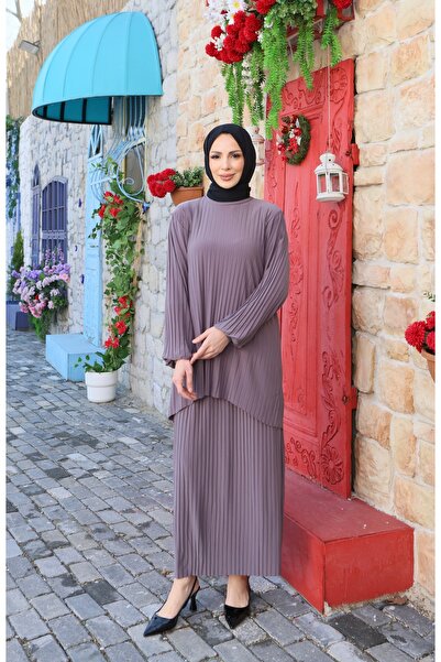 NİSUM MODA Pİliseli Sandy Etekli Takım
