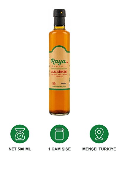 RAYA Organik Alıç Sirkesi 500 ml Cam Şişe Katkısız Geleneksel Fermente Salata Sos