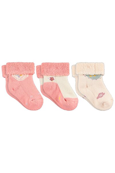 Civil Baby Kalp Kıvrık Havlu 6-18 Ay 3'lü Bebek Kız Çorap Set - Standart