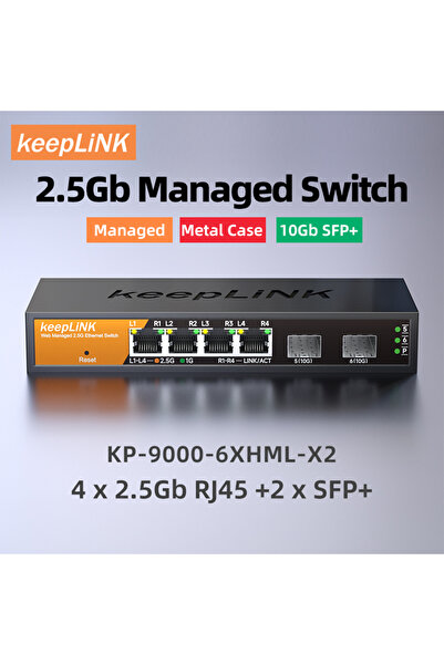 Choice Switch with EU Plug KeepLink 6-Port Multi-Gigabit Managed Switch with ...