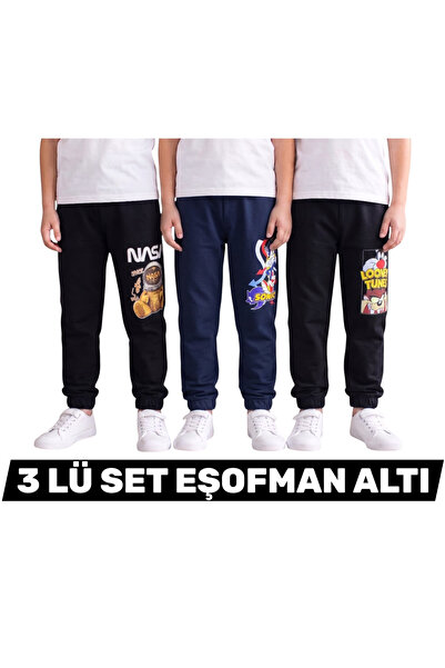 Minik Motion Children's Boys' Sweatpants Large Printed 3-Piece Set