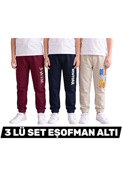 Minik Motion Children's Boys' Sweatpants Large Printed 3-Piece Set