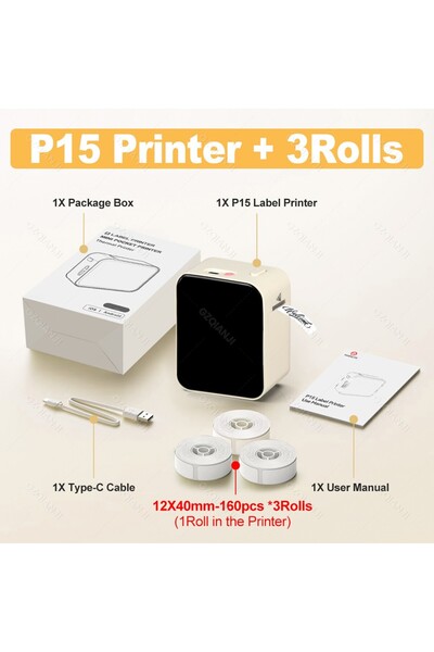 Choice8 P15-WH Add 3Rolls Marklife P15 Wireless Bluetooth Label Printer Porta...