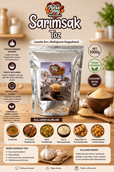 chef's new joy professional Sarımsak Toz 1000 gr Garlic Powder Kurutulmuş Doğal Sarımsak Tozu