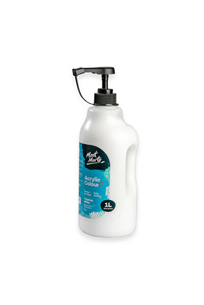 Mont Marte Akrilik Boya W/Pump 1L Signature - Titanium White