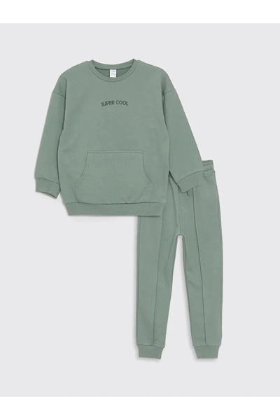 LC Waikiki LCW Kids Yeşil Bisiklet Yaka Erkek Çocuk Sweatshirt ve Eşofman Alt...