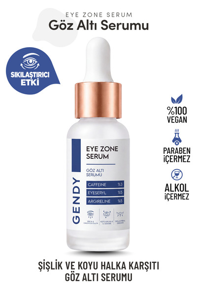 GENDY Morluk, Şişlik ve Koyu Halka Karşıtı Göz Altı Serumu - Caffeine %3, Eye...