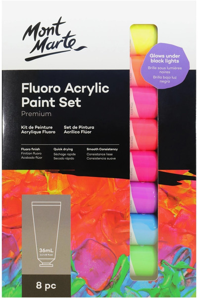Mont Marte Akrilik Boya Seti Premium Fosforlu Renkler 8 Parça x 36ml