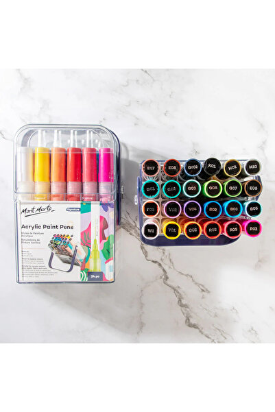 Mont Marte Acrylic Paint Pens, Broad Tip, Set of 24 (in Box)