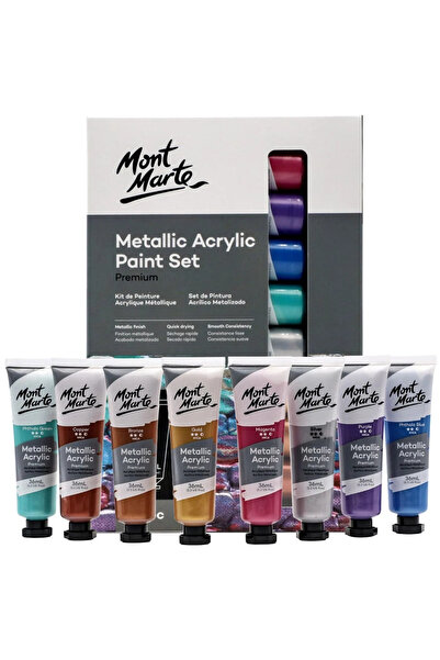 Mont Marte Akrilik Boya Seti Premium Metalik Renkler 8 Parça x 36ml