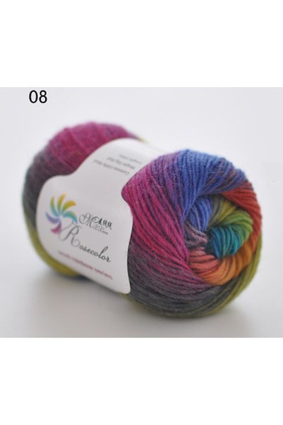 Choice N08 50g/ball Worsted Section-dyed Rainbow Yarn 100% Pure Wool Yarn for...
