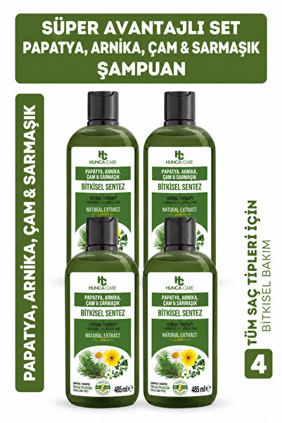 Hunca Care Herbal Shampoo with Chamomile, Arnica, Pine and Ivy, 485 ml X 4 Pack