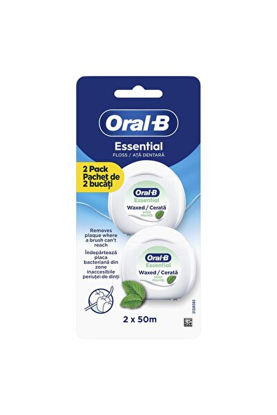 Oral-B Essential Floss Μέντα Κερωμένο, Πακέτο Δύο, 100 μ., μέντα, κερωμένο, α...