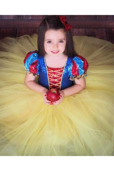 Peonia Kids Snow White Children's Party Costume Girls' Costume with Crown Hair Tinsel Cape Day Party Dress Snow White Costume