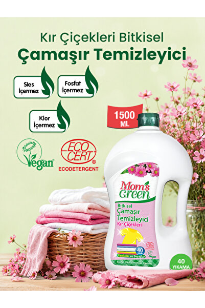 Mom's Green 1500 ml Bitkisel Çamaşır Temizleyici - Kır Çiçekleri 40 Yıkama