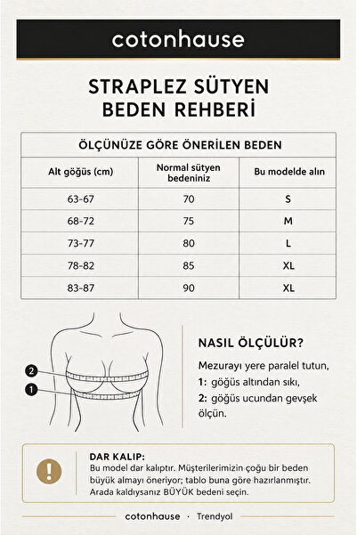 cotonhause Kadın Süngerli Desteksiz Straplez Ten Hayalet Sütyen C5T0N7633