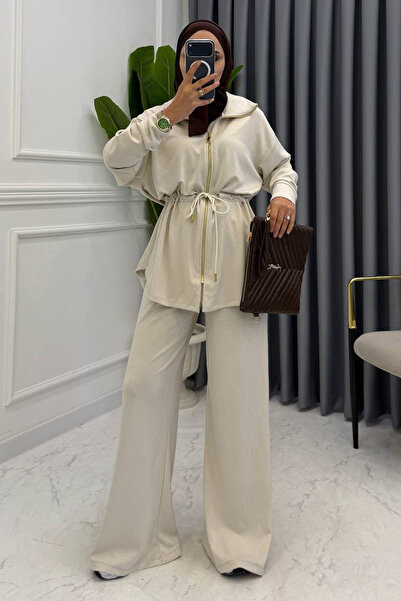 Mogi Butik Oversize Γυναικείο Σετ Modal με φερμουάρ και κορδόνια στη μέση 318...