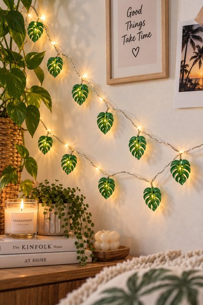 MAGICLEDCORNER Palmiye Yaprak Led Işık Zinciri