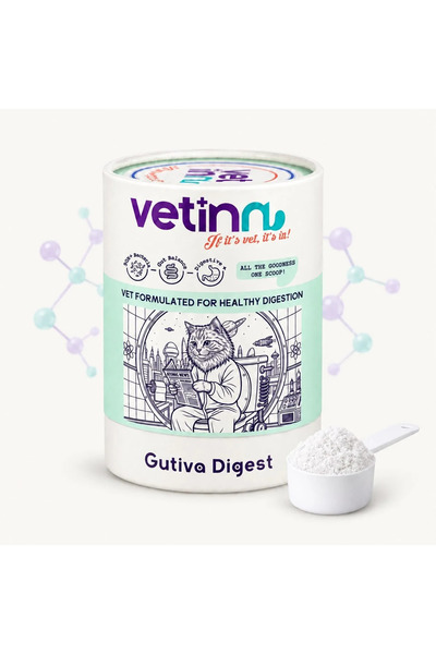 Vetinn Gutiva Digest - Kedi Sindirim Sağlığı Takviyesi, Prebiyotik ve Probiyo...