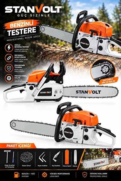 STANVOLT Benzinli Testere Ağaç Odun Dal Kesme Makinesi Motorlu Testere Yeni N...
