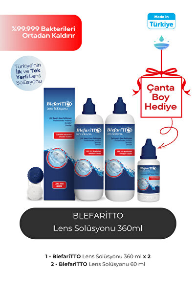 BLEFARİTTO Blefaritto 2 Adet 360 ml Lens Solüsyonu Çanta Boy Tto 60 ml Çanta ...