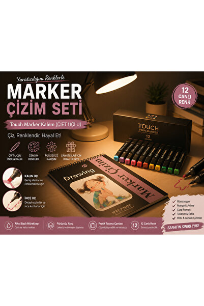 Koala Marker Çizim Seti Touch Marker Kalem (ÇİFT UÇLU)