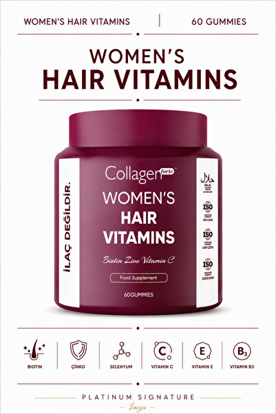 Collagen Forte Platinum Saç Vitamini, Biotin, Folik Asit, Vitamin A, B3, B6, ...
