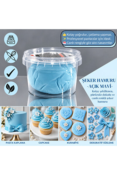 ŞEKER & SUGAR Şeker Sugar AÇIK MAVİ (BEBE MAVİ) Şeker Hamuru 200 gr
