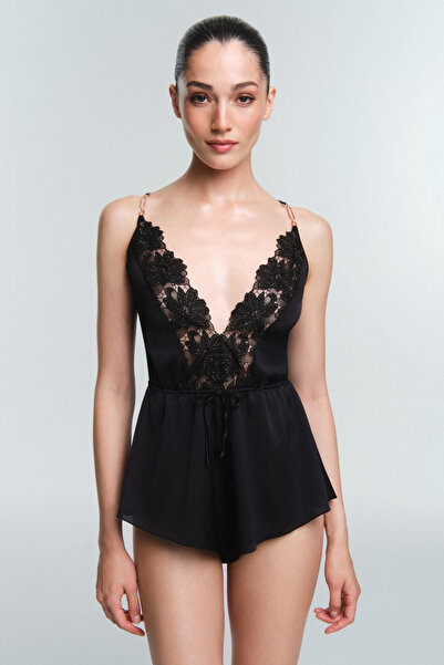 Penti Siyah Obsidia Dantelli Body