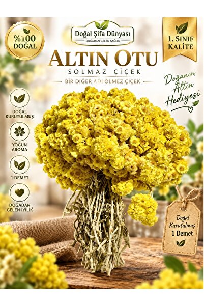 DogalSifaDünyası Altın Otu Sarı Solmaz Ölmez Çiçek 1.sınıf Kurutulmuş Doğal Ü...