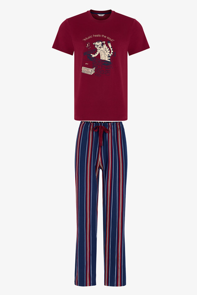 Penti Erkek Retro Groove Çizgili Pantolon Kısa Kollu Pijama Takımı