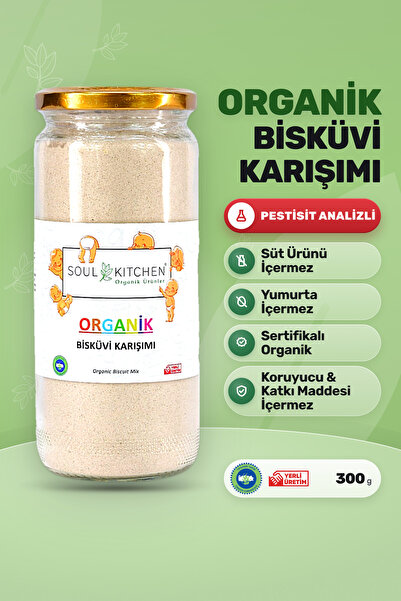 Soul Kitchen Organik Ürünler Organik Bisküvi Karışımı Cam Kavanoz Katkısız 300 g