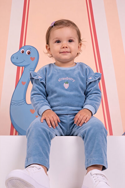 Baby Buu Rocha Baby Girl Blue Strawberry Embroidered 2-Piece Set - Denim Look...