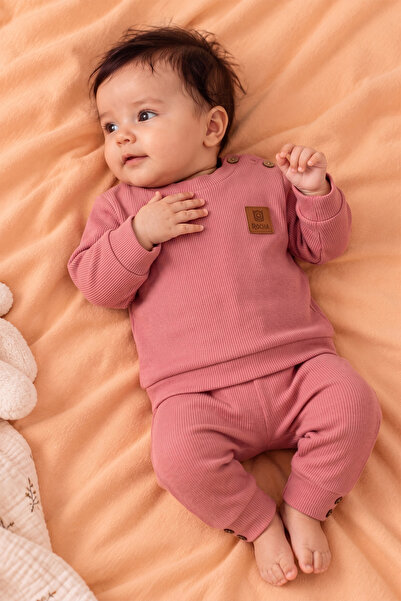 Rocha Baby Rocha Baby Corded Fabric Button Detailed 2-Piece Set - Cotton Tran...