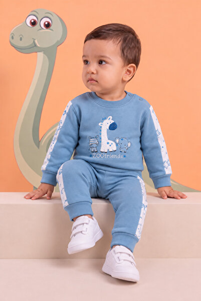 Rocha Baby مجموعة Rocha Baby ZOO Friends مطرز المكونة من قطعتين - تفاصيل مخطط...