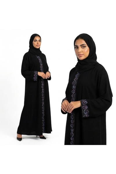 lutezi عباية رافال نسائية بقصة كتف مستقيم وقماش كتان كوري مع طقطق