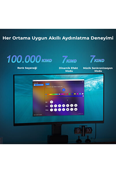 idragon PC Sync RGBIC Monitör 24 inch Arka Aydınlatma LED, Ekran Senkronizasyonlu, Mobil Uygulama ve Kumanda Kontrollü, Müzik Senkronizasyonlu Gaming RGB Işık DX23014