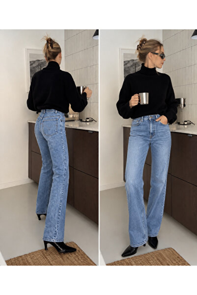 Quzu Açık Mavi Straight Leg Jean