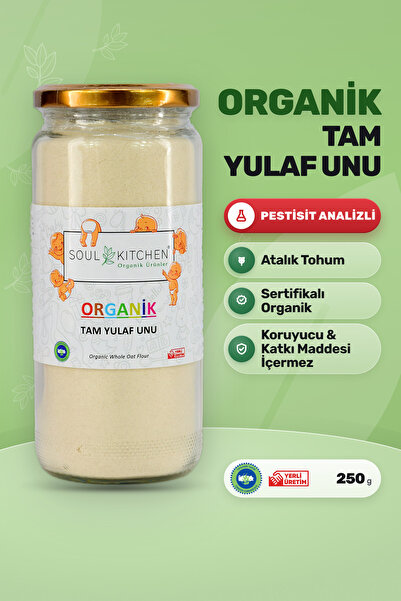 Soul Kitchen Organik Ürünler Organik Tam Yulaf Unu Cam Kavanoz Katkısız 250 g