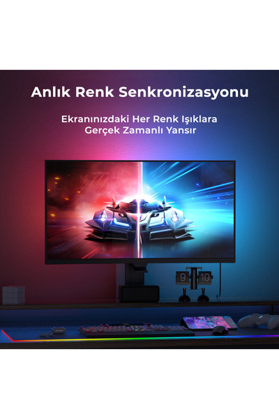 idragon PC Sync RGBIC Monitör 24 inch Arka Aydınlatma LED, Ekran Senkronizasyonlu, Mobil Uygulama ve Kumanda Kontrollü, Müzik Senkronizasyonlu Gaming RGB Işık DX23014