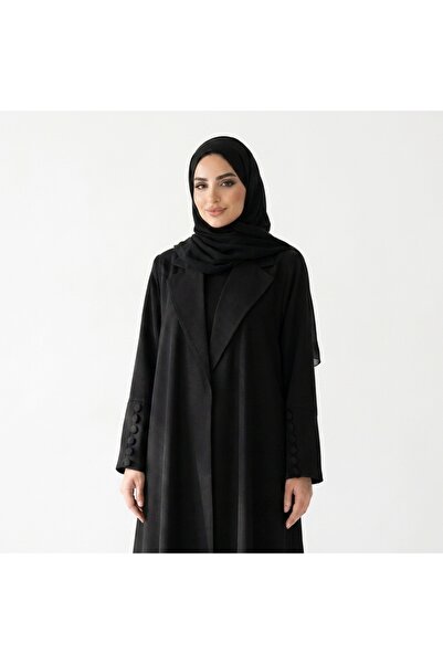 lutezi عباية لمى نسائية بقصة كتف مستقيم - قماش لمار - إغلاق طقطق - لون أسود