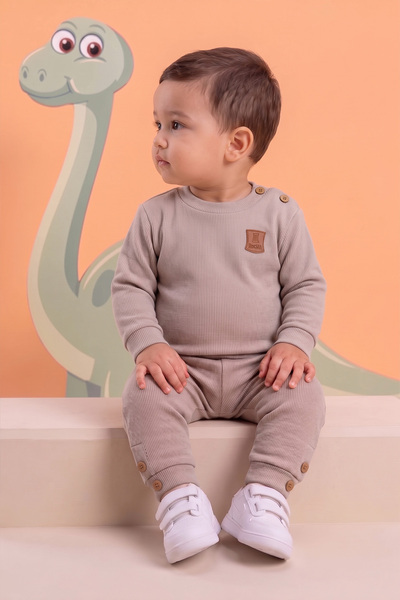 Rocha Baby Rocha Baby Mink Corded Fabric Button Detailed 2-Piece Set - Cotton...