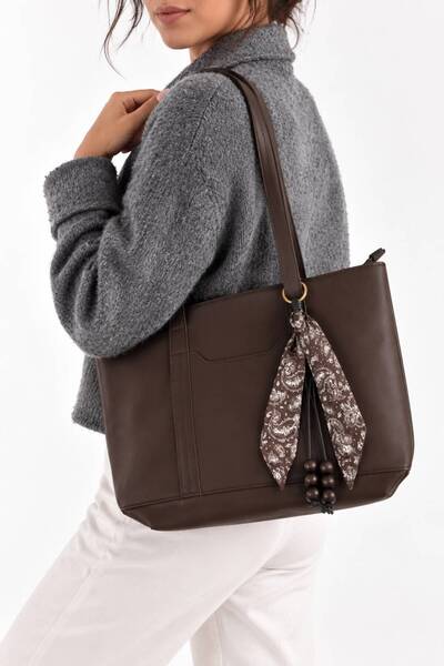 NWR BAGS Kahverengi  Kadın Omuz Ve Kol Çantası 25x34 Ebatında