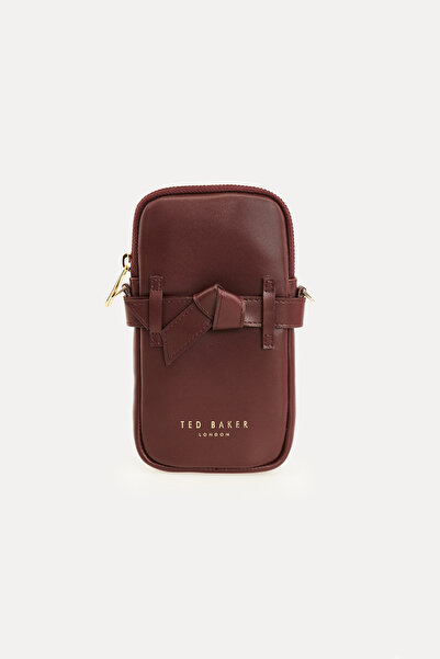 Ted Baker Bordo İkonik Fiyonk Telefon Çantası