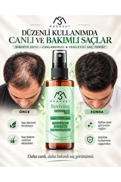 moonset Biberiye Suyu – Dökülme Karşıtı Ve Saç Uzamasını Destekleyici Vegan Saç Toniği (150 ml)