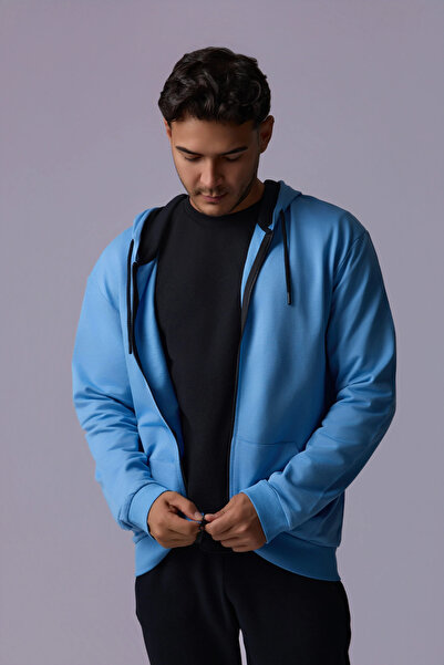 defys Defy's Men's Oversize Hooded Zipper Pocket Sweatshirt