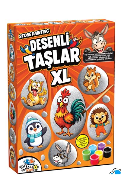 TOTTERİQ Desenli Taşlar Boyama Seti – 6 Renk Boya ve Fırça okul anaokulu etki...