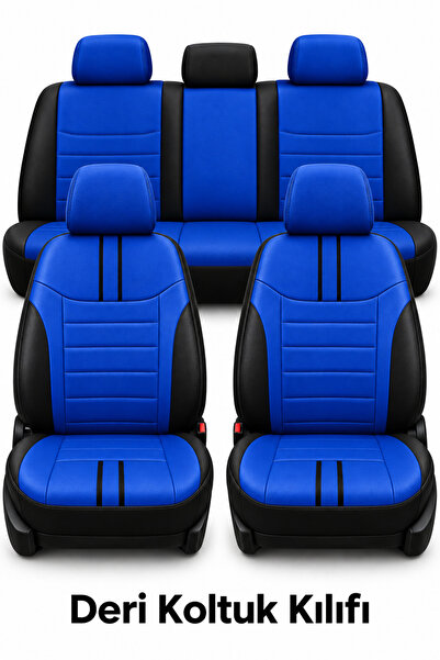 TROBUS Audi A4 2001 ve Sonrası Uyumlu Colorline Elegance Deri Mavi Siyah Kolt...