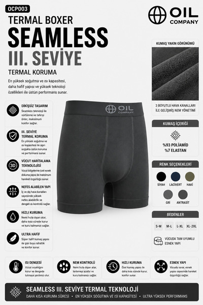 OIL COMPANY Nefes Alabilen Esnek Termal Boxer Seamless Iıı. Seviye